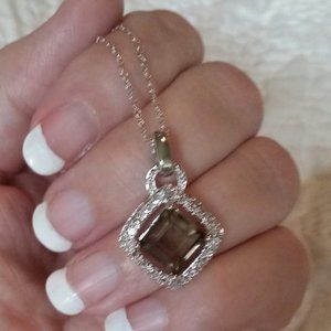 2.33 Smokey Topaz & Diamond 18" Necklace